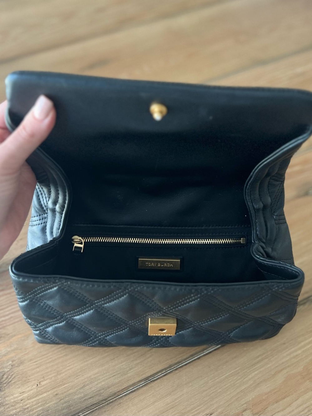 Tory Burch Quilted Leather Clutch - Black - Picture 10 of 10